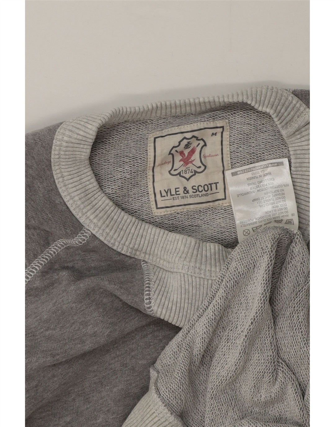 LYLE & SCOTT Herren-Kurzarm-Sweatshirt-Pullover aus mittelgrauer Baumwolle