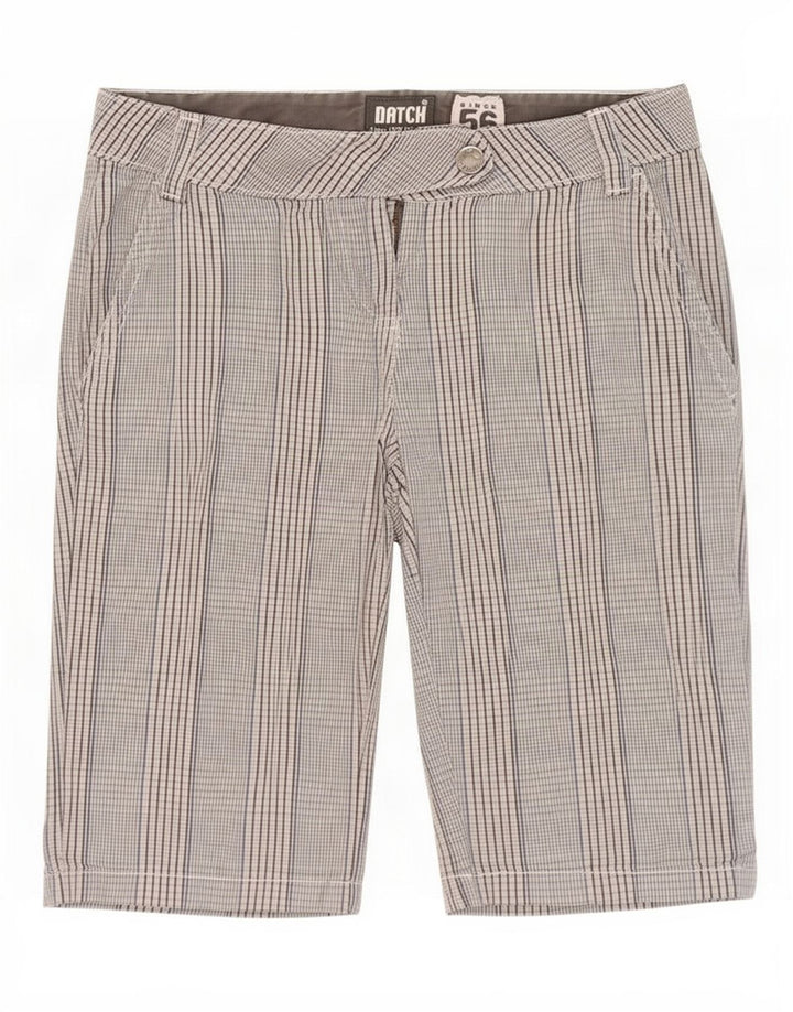 Datch Damen-Chinoshorts, Größe S, Größe W27, grau karierte Baumwolle