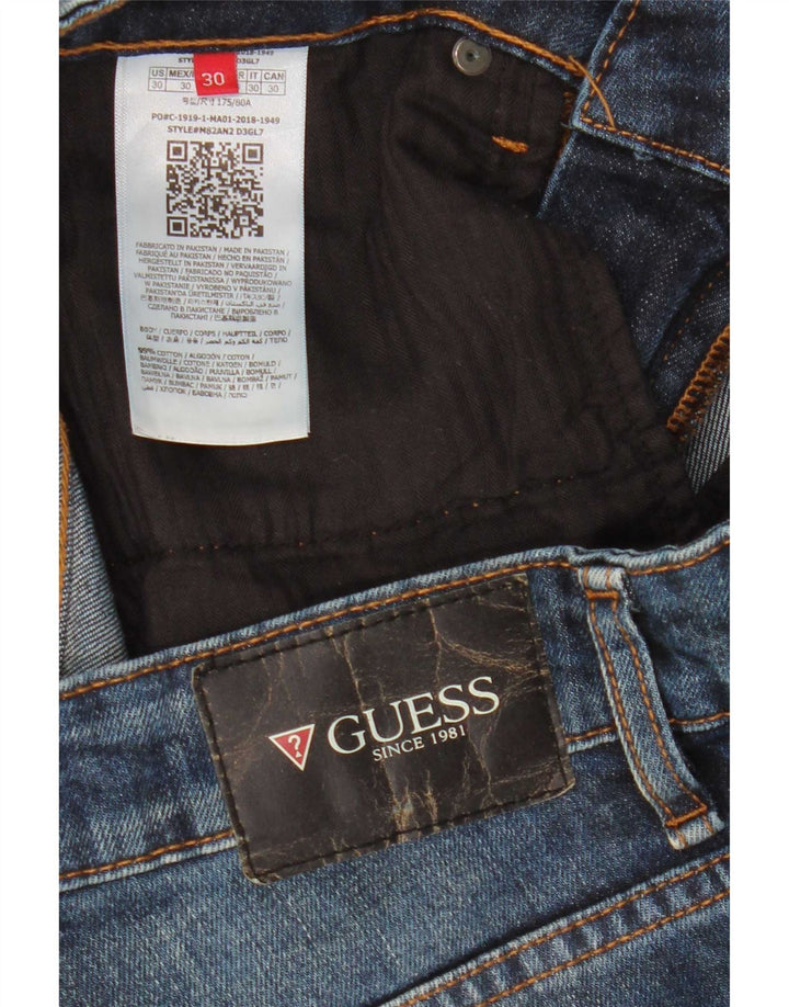 Guess Damen Distressed Slim Jeans W30 L32 Blaue Baumwolle