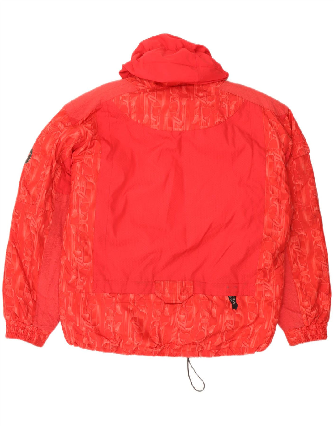 Fila Herren-Skijacke mit grafischer Kapuze, IT 48 XL, rotes geometrisches Polyester