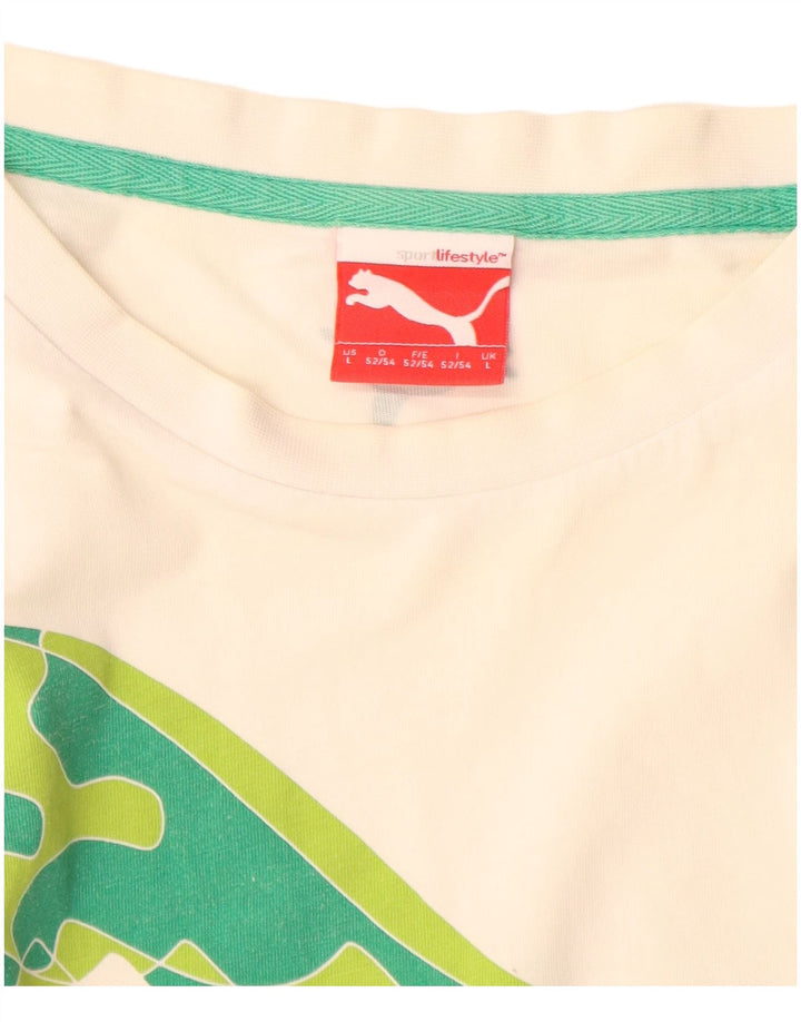Puma Herren-T-Shirt mit Grafik, groß, aus weißer Baumwolle