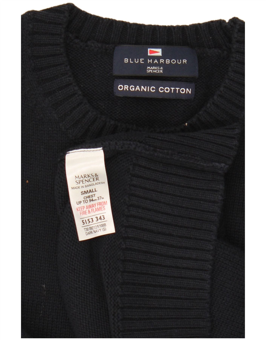 Marks & Spencer Herren Blue Harbour Pullover mit Rundhalsausschnitt, Größe S, Marineblau