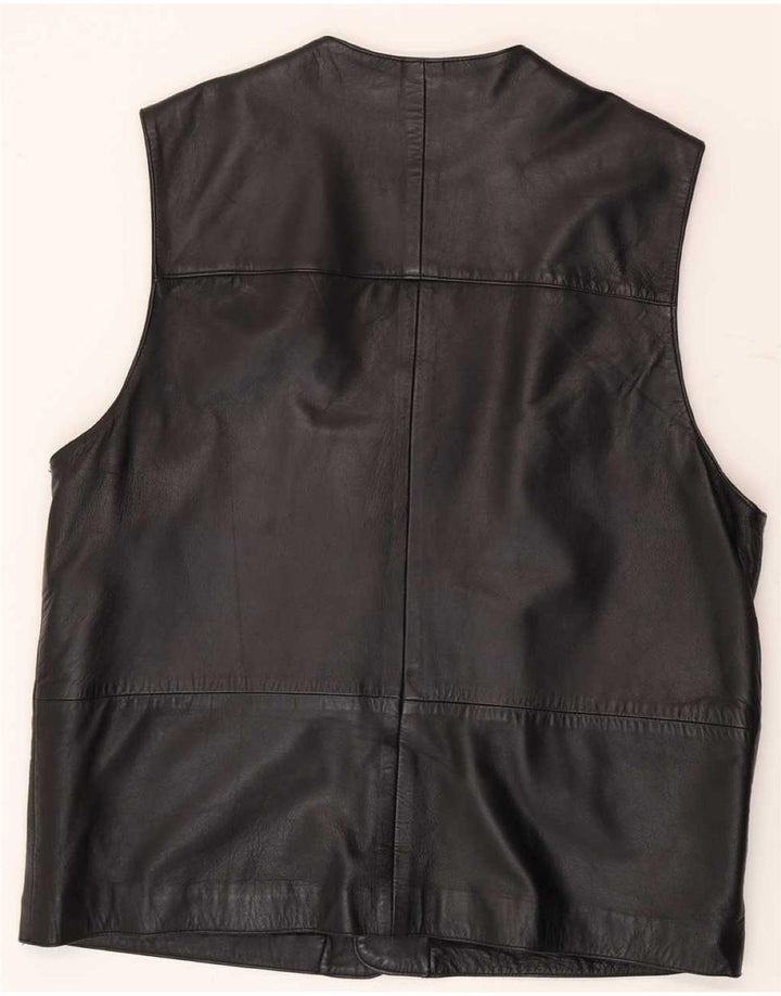 Vintage Herren Lederweste UK 38 Medium Schwarz