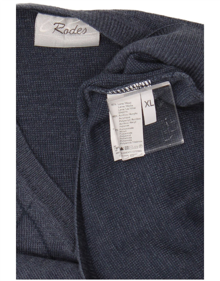 Rodes Herren Weste Tank Top XL Blau Argyle/Diamond Wool