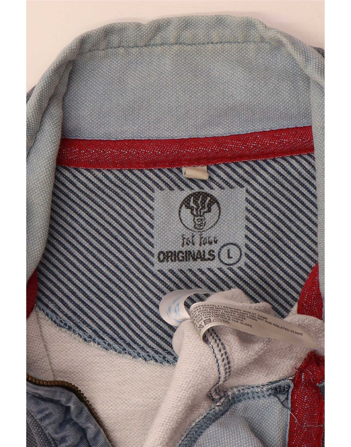 Fat Face Herren-Sweatshirt mit Reißverschluss am Hals, groß, aus blauer Baumwolle