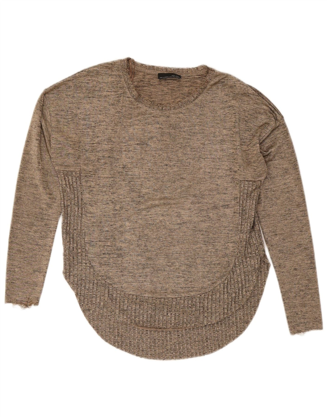 ZARA Damen-Pullover mit Rundhalsausschnitt, Gr. 10, Größe S, Grau