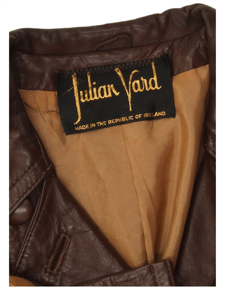 Julian Vard Damen-Blazerjacke aus Leder mit 3 Knöpfen, Gr. 10, Braun