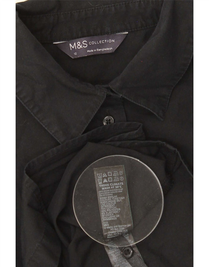 Marks & Spencer Damenhemd UK 12 Medium Black Cotton