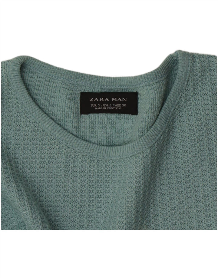 Zara Herren-Pullover mit Rundhalsausschnitt, Größe S, Grün