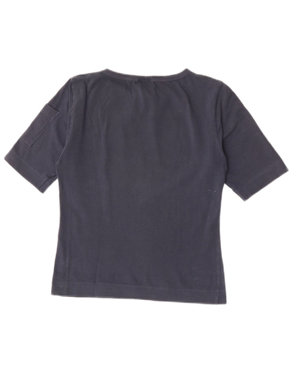 Lee Damen Crop Graphic T-Shirt Top UK 14 Large Marineblau