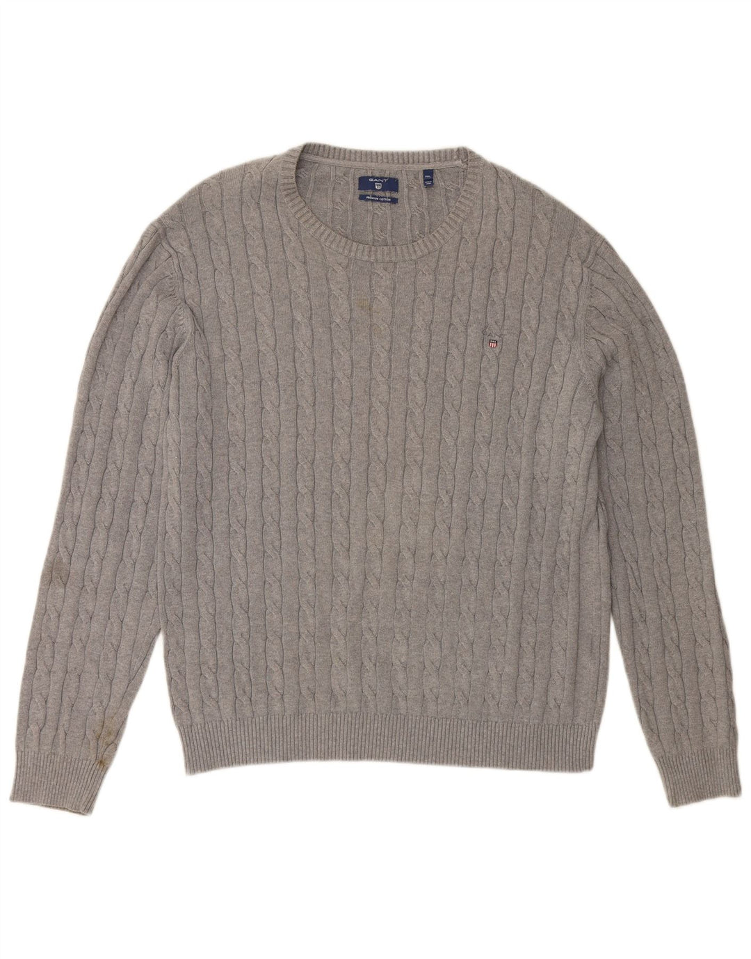 GANT Herren-Pullover mit Rundhalsausschnitt, 3XL, graue Baumwolle