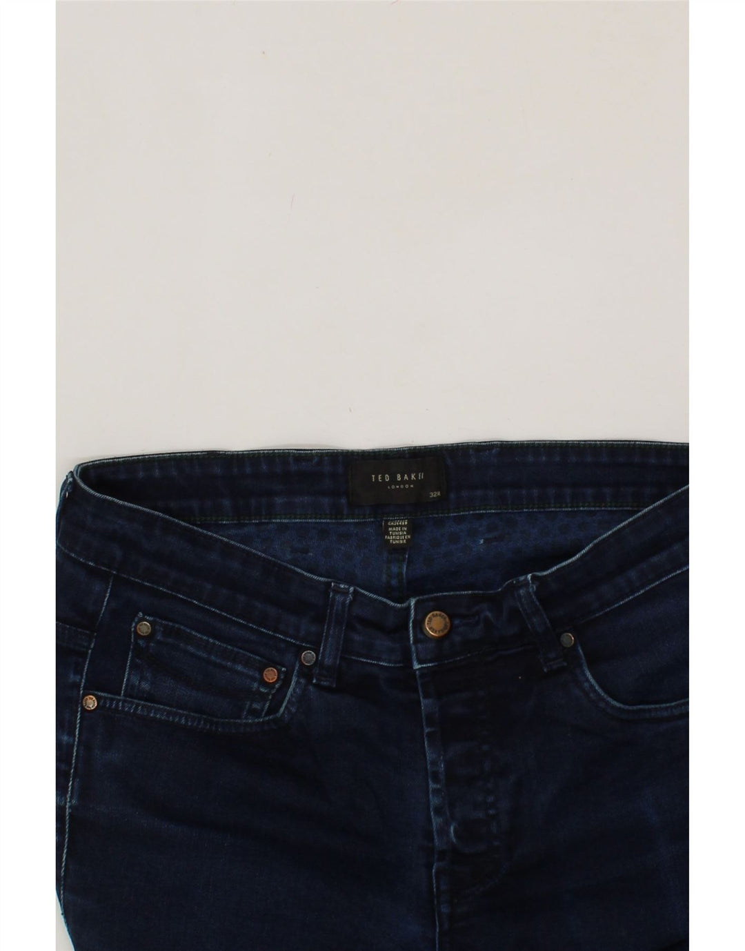 TED BAKER Mens Cropped Jeans W32 L25 Navy Blue Cotton Vintage Ted Baker and Second-Hand Ted Baker from Messina Hembry 