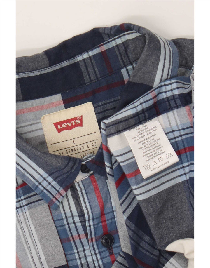 Levi's Herren-Kurzarmhemd, groß, marineblau, kariert, Baumwolle