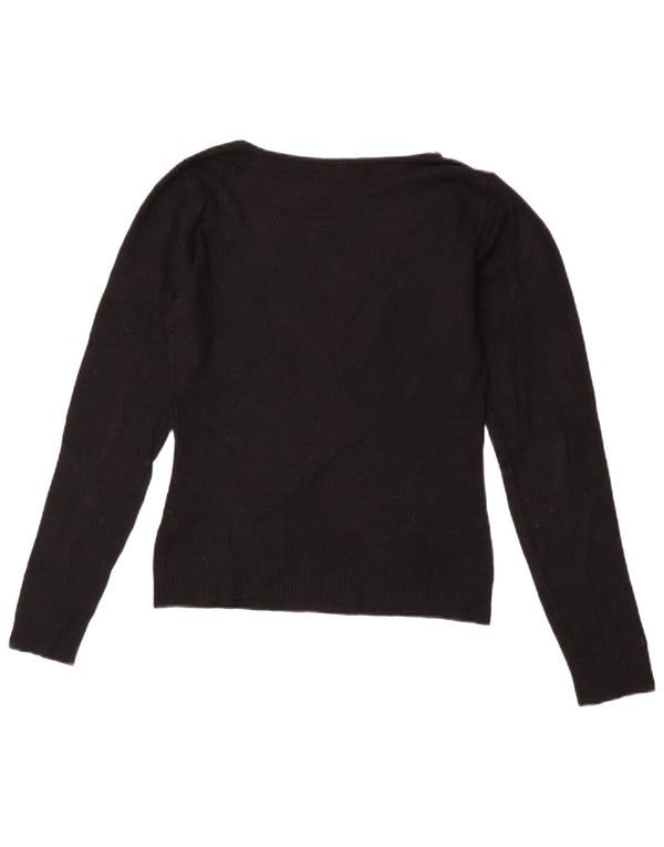 Zara Damen Crop-Pullover mit U-Boot-Ausschnitt, Gr. 12, Mittelschwarz, Viskose