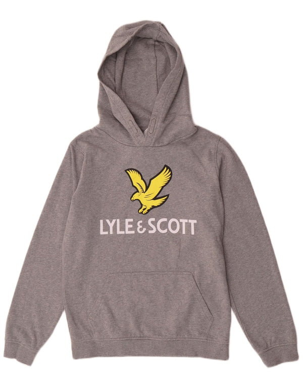 Lyle & Scott Jungen-Pullover mit grafischem Kapuzenpullover, 15–16 Jahre, graue Baumwolle