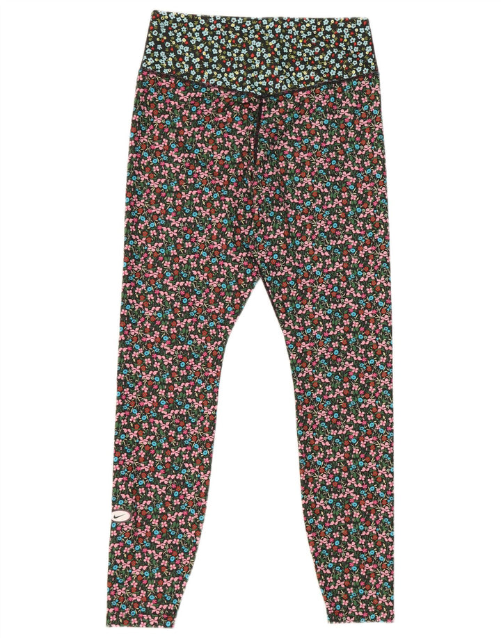 Nike Damen Dri Fit Leggings UK 14 Mittelmehrfarbiges Blumenmuster Polyester
