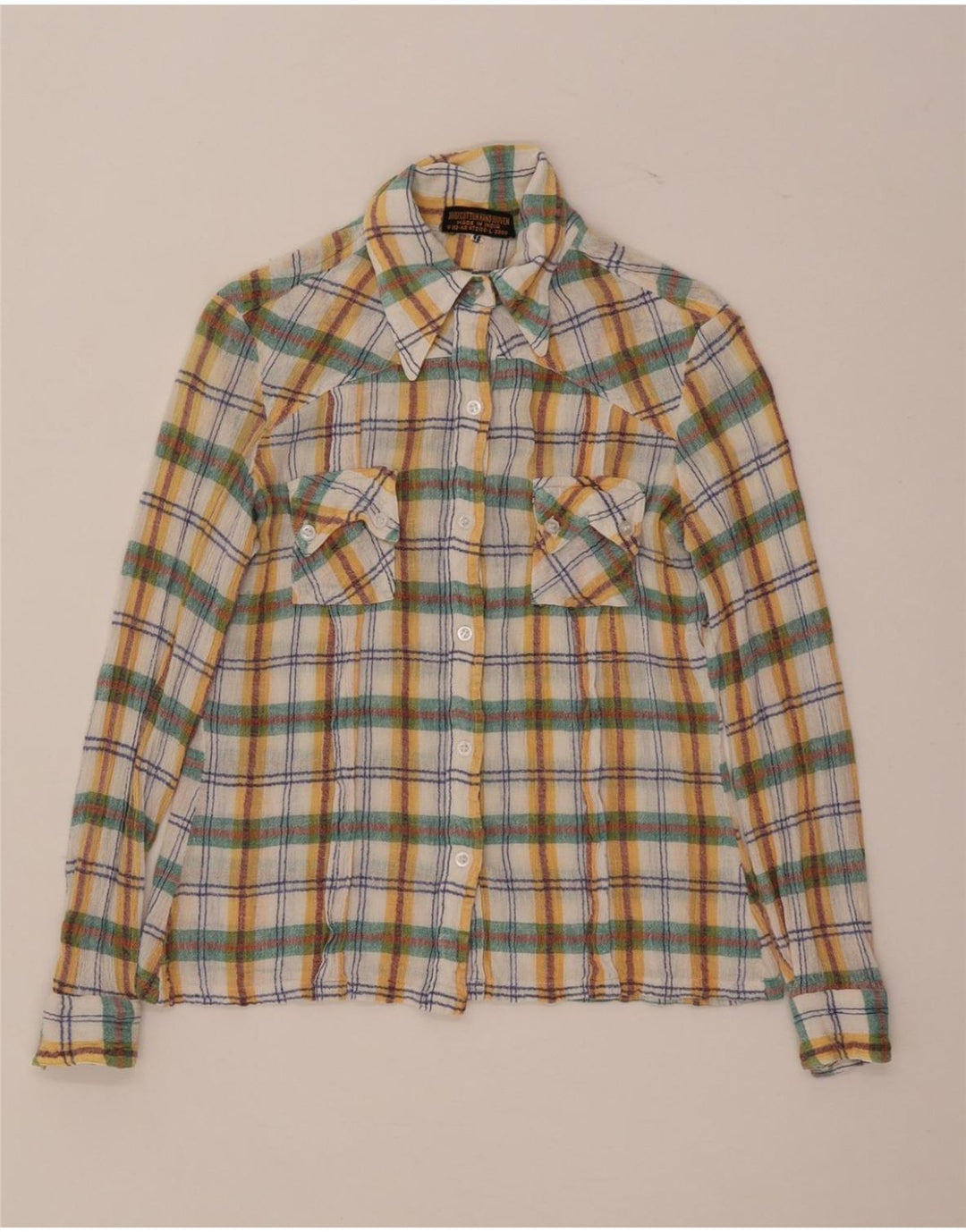 Vintage Damen-Hemd IT 44 Medium Mehrfarbig kariert aus Baumwolle