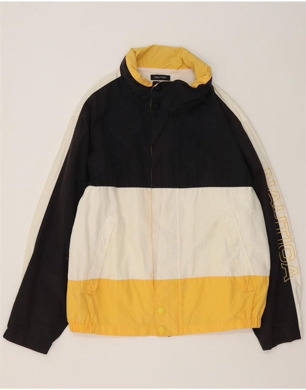 Nautica Herren-Regenjacke mit grafischer Kapuze, UK 44, 2XL, mehrfarbig, Farbblock