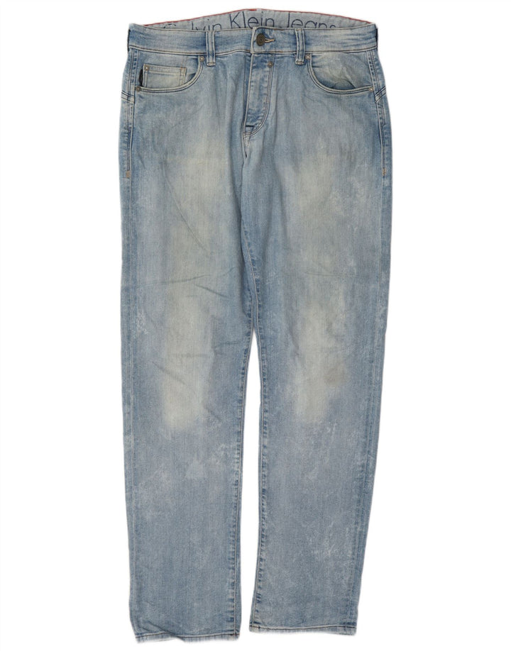 Calvin Klein Herren Straight Jeans W32 L34 Blaue Baumwolle