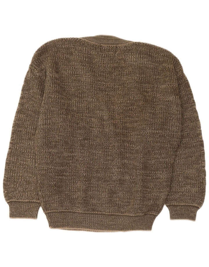 Gianni Abra Herren-Pullover mit V-Ausschnitt, großes braunes Acryl