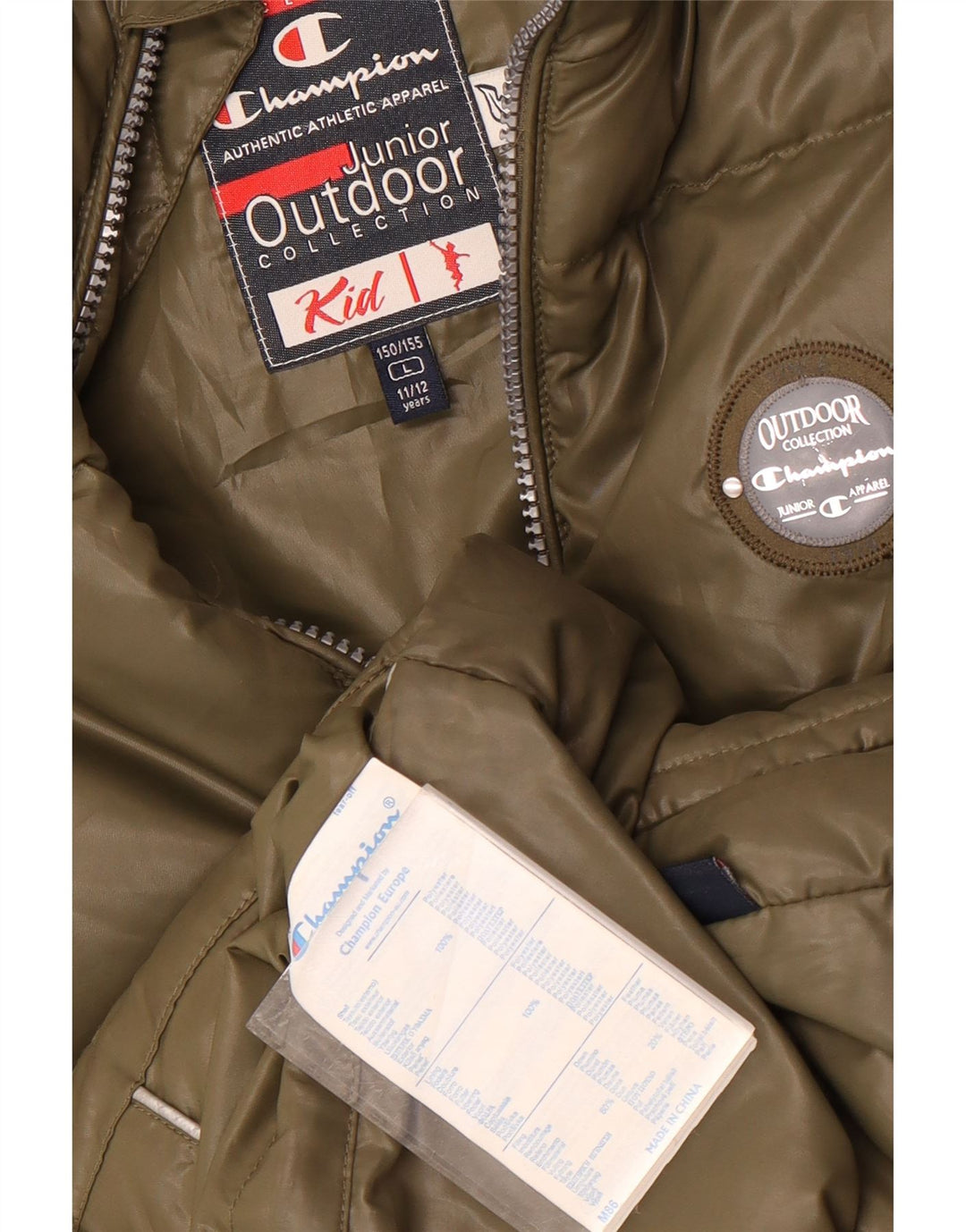 Champion Wattierte Weste für Mädchen, 11–12 Jahre, groß, Khaki, Polyester