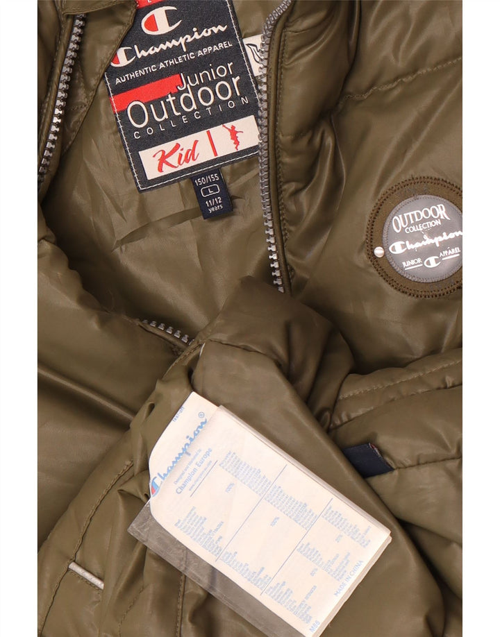Champion Wattierte Weste für Mädchen, 11–12 Jahre, groß, Khaki, Polyester