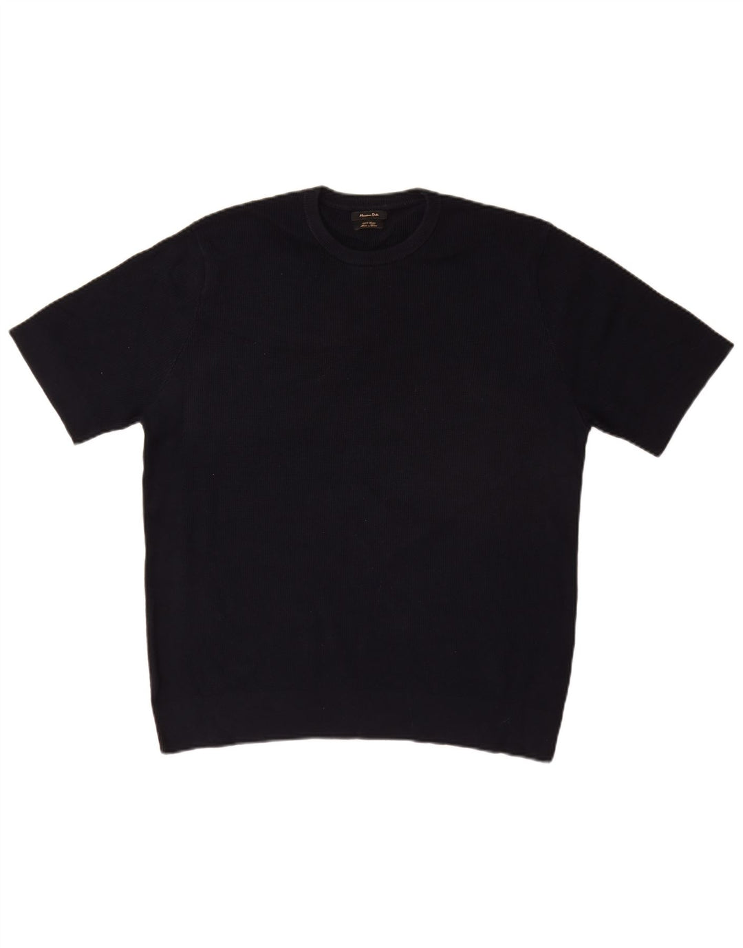 Massimo Dutti Herren-Pullover, kurzärmelig, Rundhalsausschnitt, Größe L, Marineblau