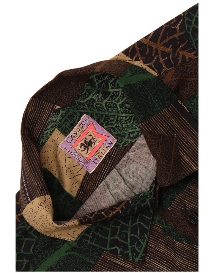 Casucci Herren-Kurzarmhemd, groß, braun, Patchwork