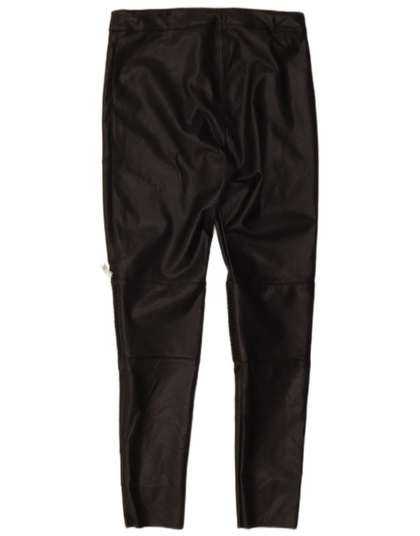 Zara Damen Slim Kunstlederhose Medium W28 L27 Schwarz Polyester
