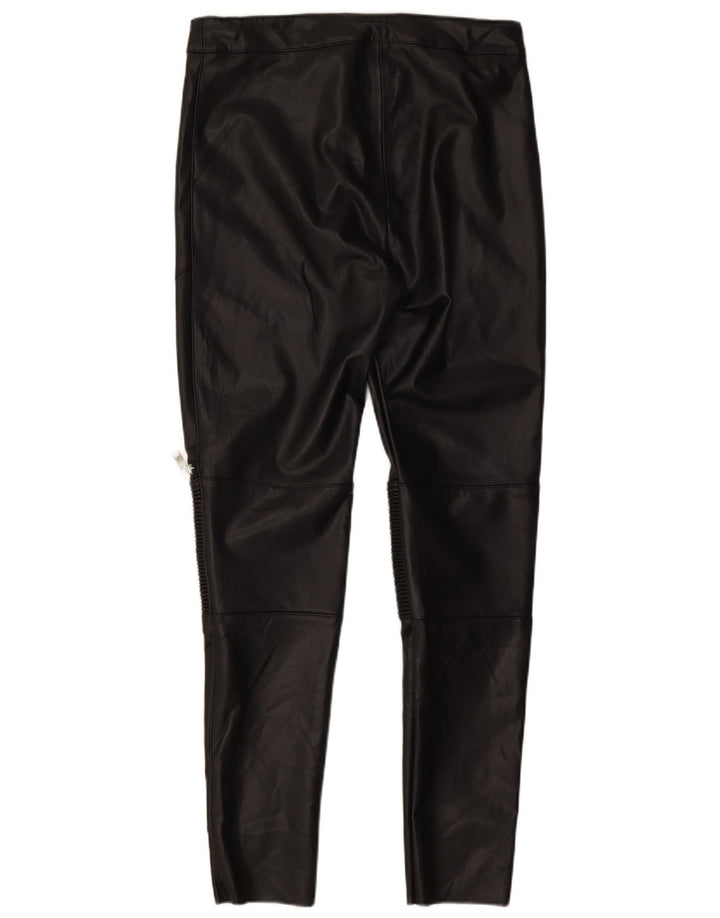 Zara Damen Slim Kunstlederhose Medium W28 L27 Schwarz Polyester