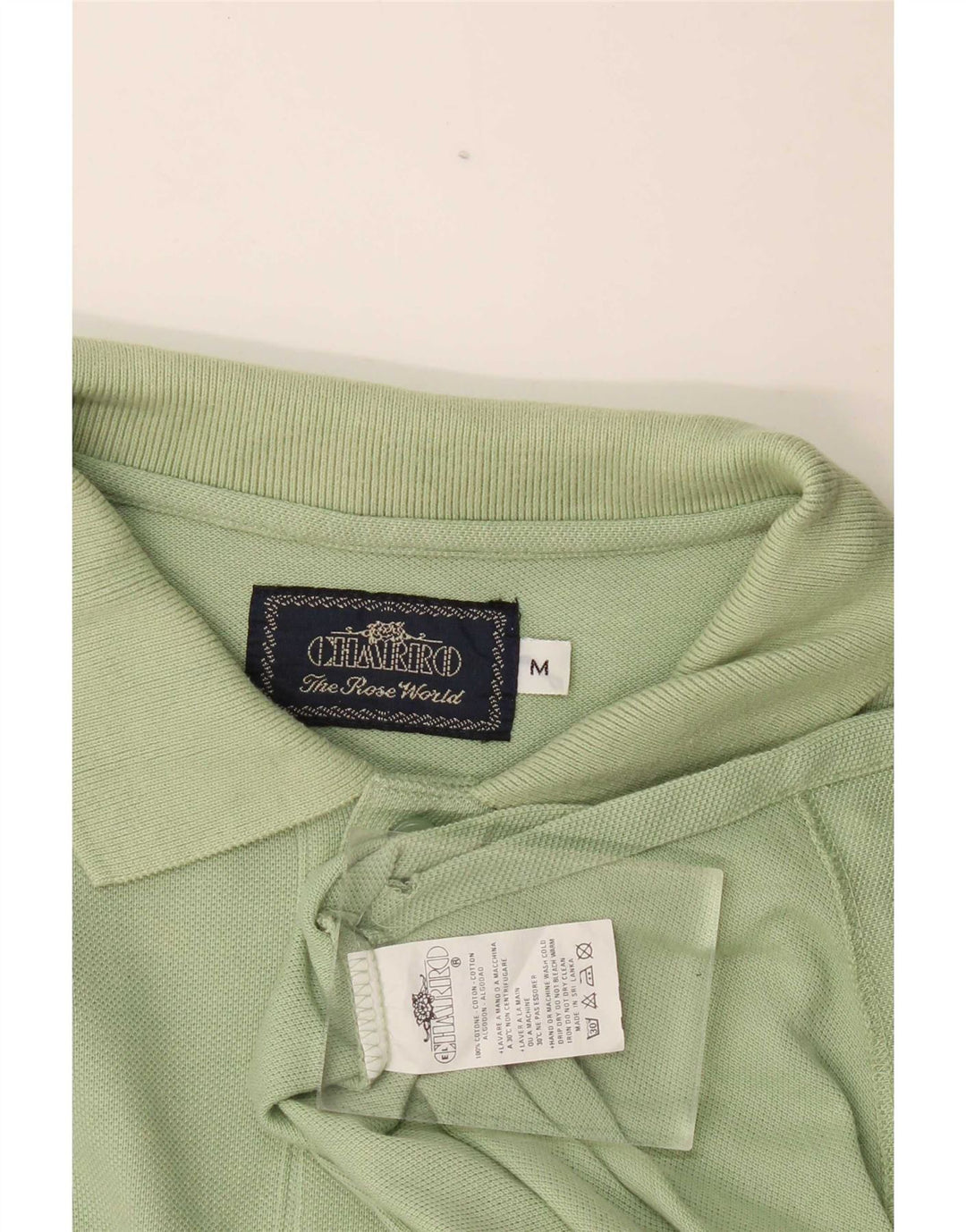 Charro Herren-Langarm-Poloshirt aus mittelgrüner Baumwolle