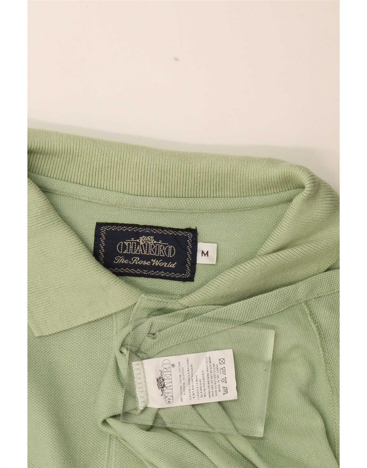 Charro Herren-Langarm-Poloshirt aus mittelgrüner Baumwolle