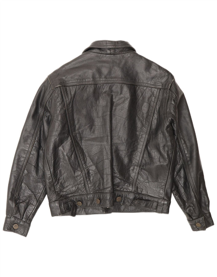 Vintage Damen Lederjacke IT 42 Mittelschwarzes Leder