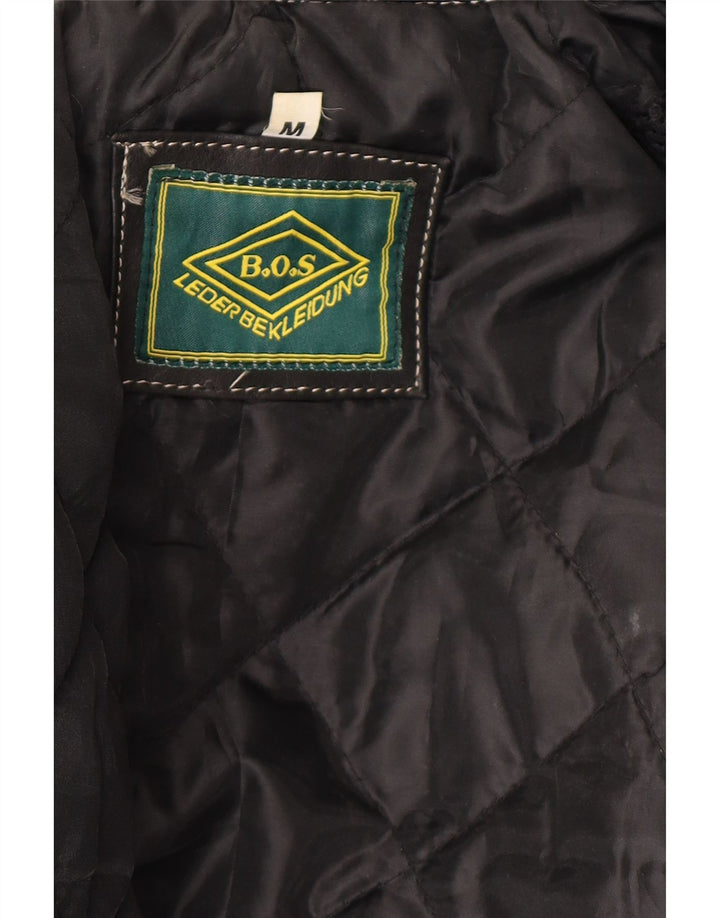 Vintage Herren Leder Bikerjacke UK 38 Mittelschwarzes Colourblock-Leder