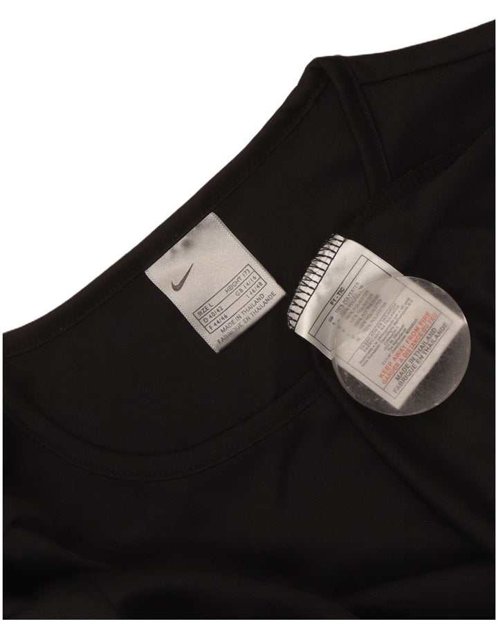 Nike Damen Dri Fit Top Langarm UK 14/16 Large Schwarz Polyester
