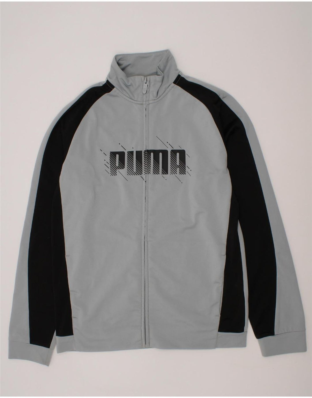 PUMA Boys Graphic Tracksuit Top Jacket 13-14 Years Grey Colourblock Vintage Puma and Second-Hand Puma from Messina Hembry 