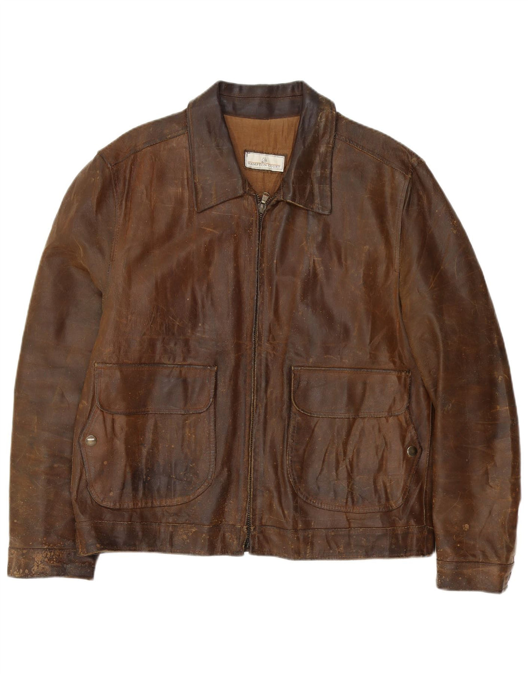 Vintage Herren Lederjacke IT 54 2XL Braunes Leder