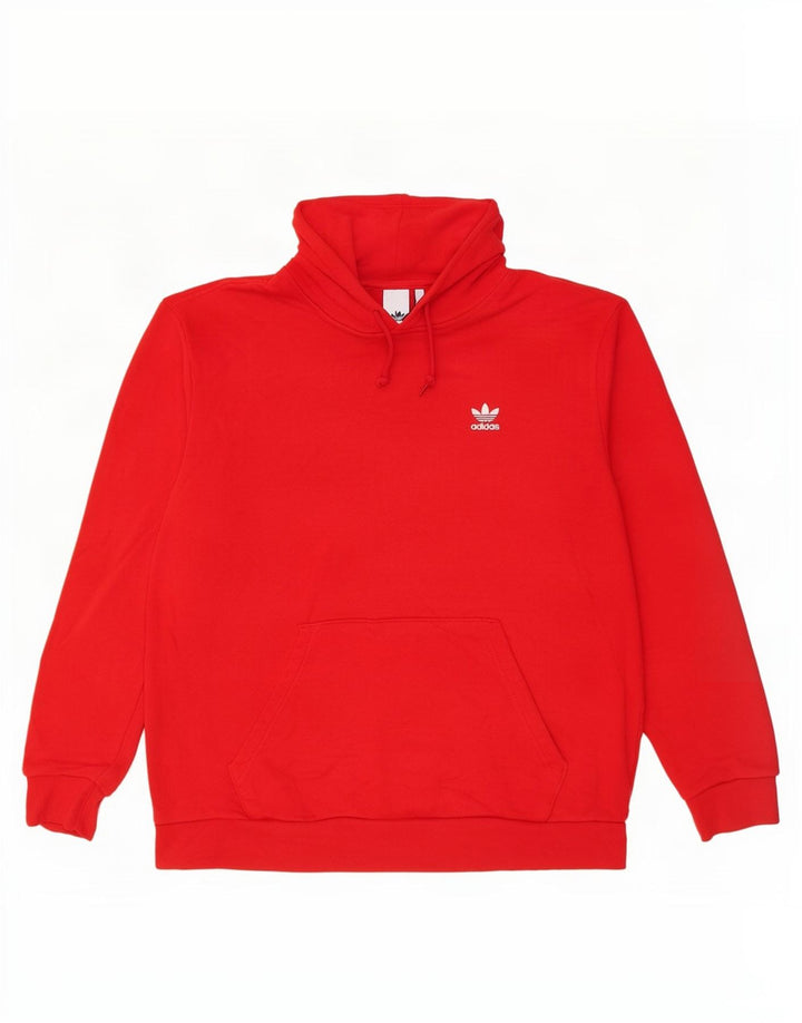 Adidas Herren Kapuzenpullover, groß, aus roter Baumwolle