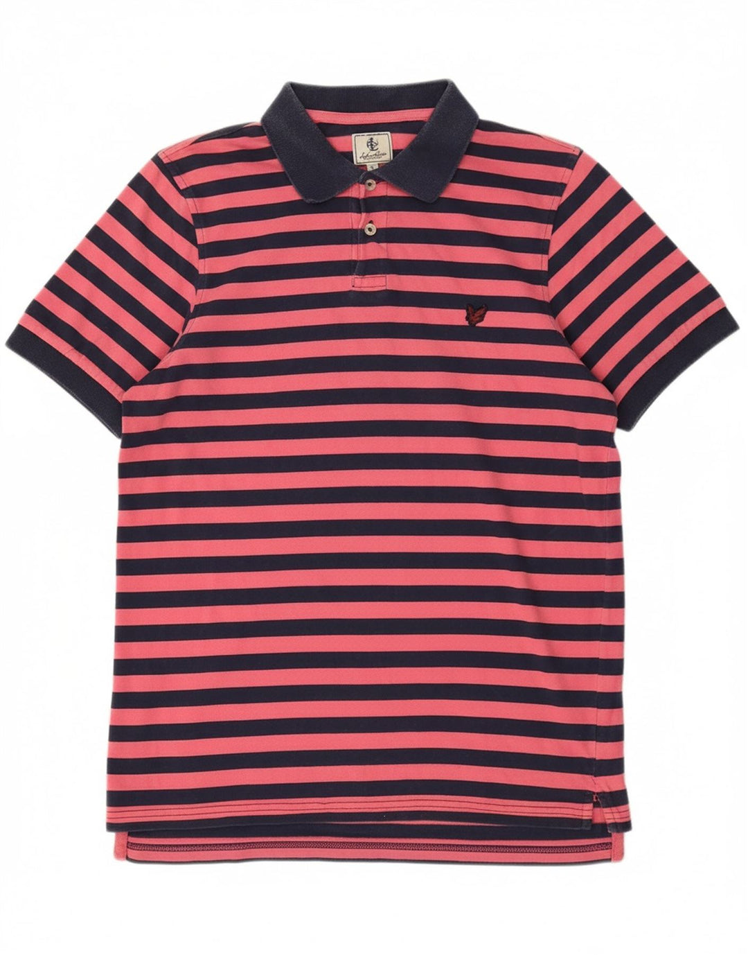 LYLE & SCOTT Mens Polo Shirt Small Pink Striped Cotton