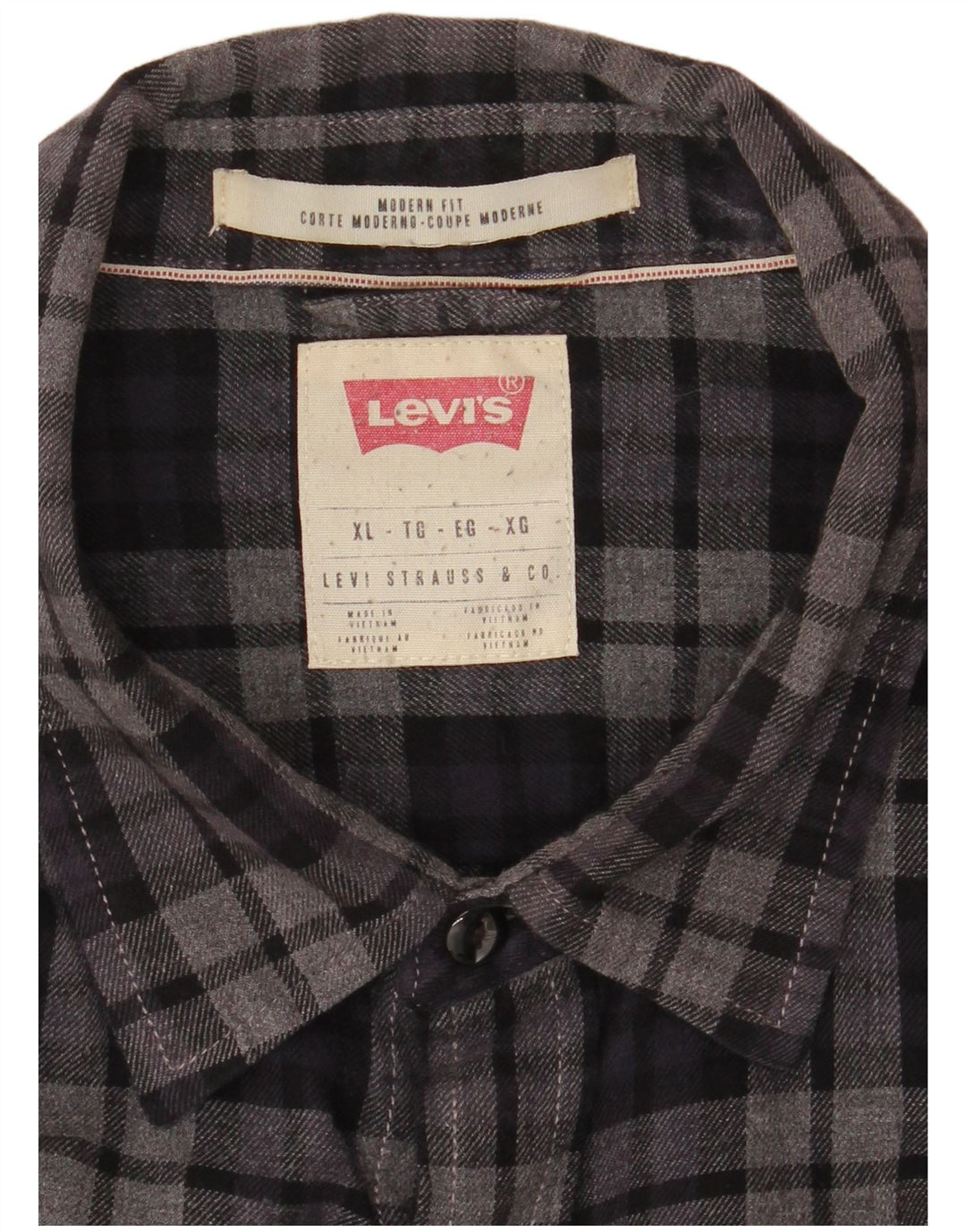 LEVI'S Herren Modern Fit Flanellhemd XL Marineblau kariert