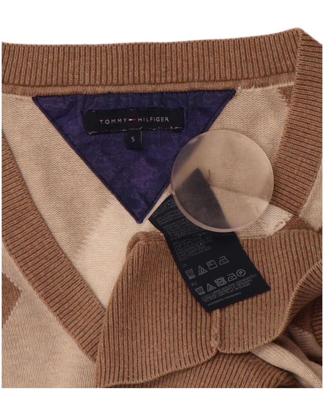 TOMMY HILFIGER Damen-Pullover mit V-Ausschnitt, Gr. 10, Größe S, Braun