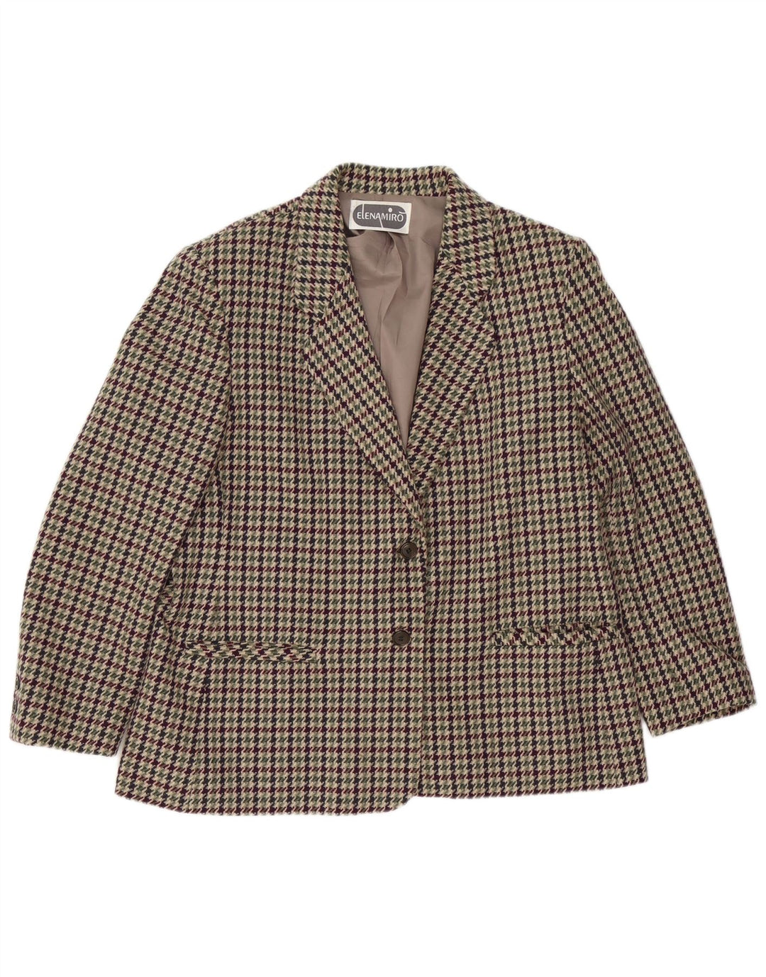 ELENA MIRO Damen 2-Knopf-Blazerjacke UK 18 XL Mehrfarbiger Hahnentritt