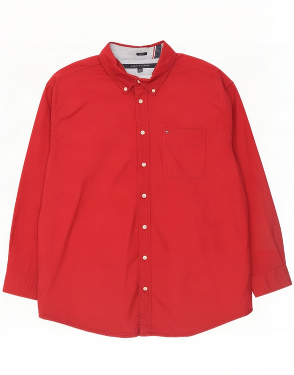 Tommy Hilfiger Herrenhemd 3XL, rote Baumwolle