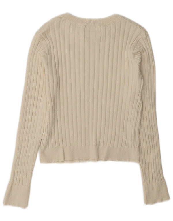 Zara Mädchen-Pullover mit Rundhalsausschnitt, 13–14 Jahre, cremefarbene Viskose