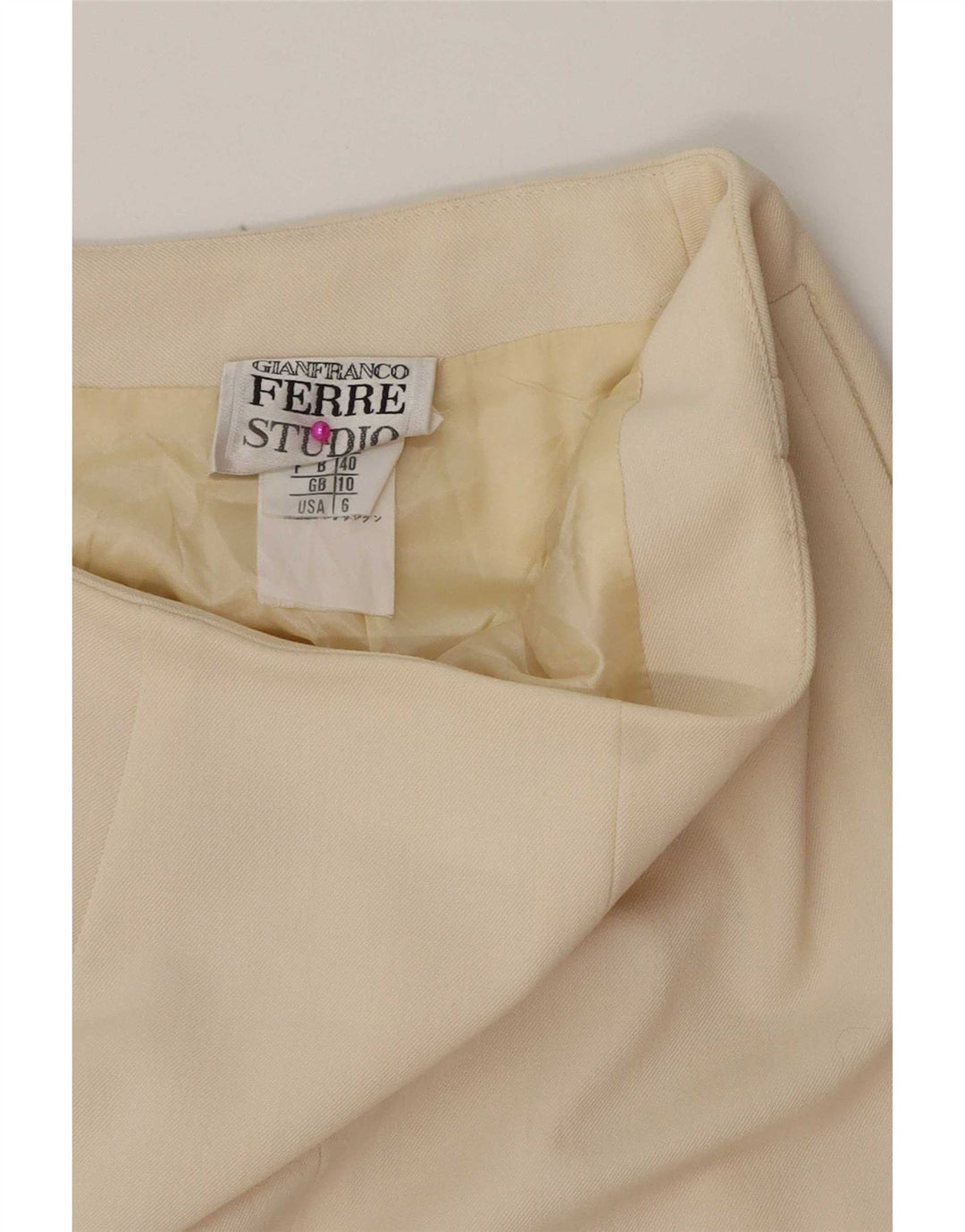 Gianfranco Ferre Damen Bleistiftrock UK 10 Small W27 Off White Polyester