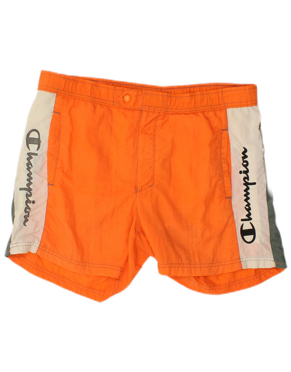 Champion Herren-Badeshorts aus mittelorangefarbenem Colourblock-Polyamid