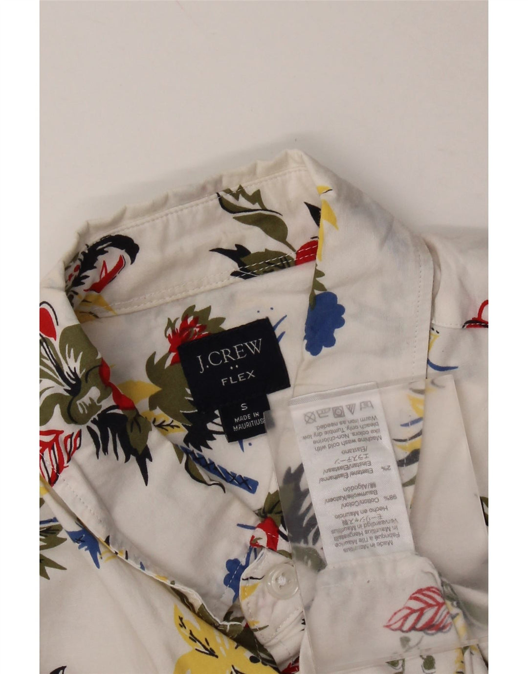 J. CREW Herren-Flex-Kurzarmhemd, klein, weiße Baumwolle mit Blumenmuster