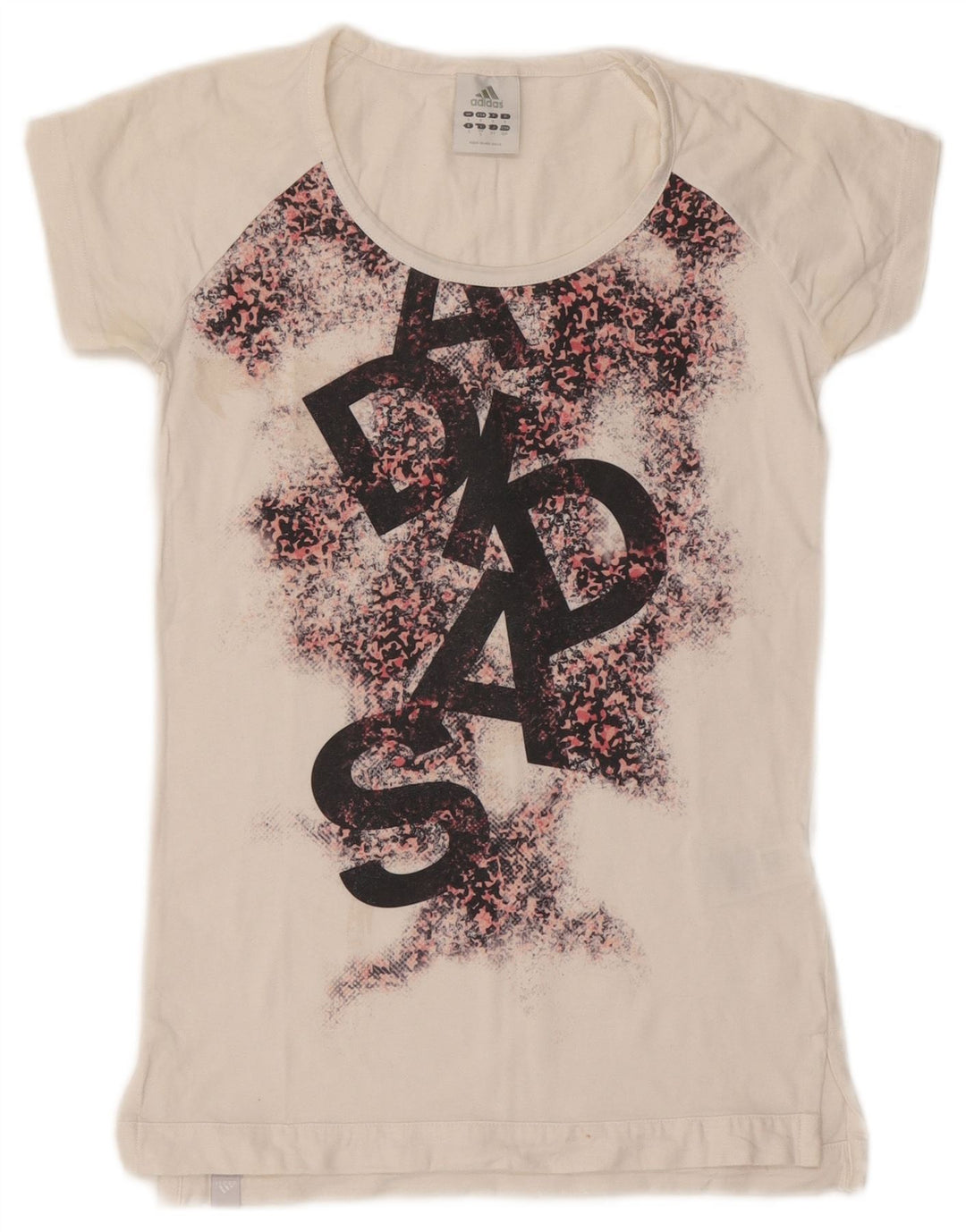 ADIDAS Grafik-T-Shirt für Damen, UK 10, Größe S, weiß, Baumwolle mit Animal-Print