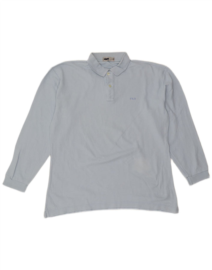 FILA Herren-Langarm-Poloshirt, Größe L, Blau