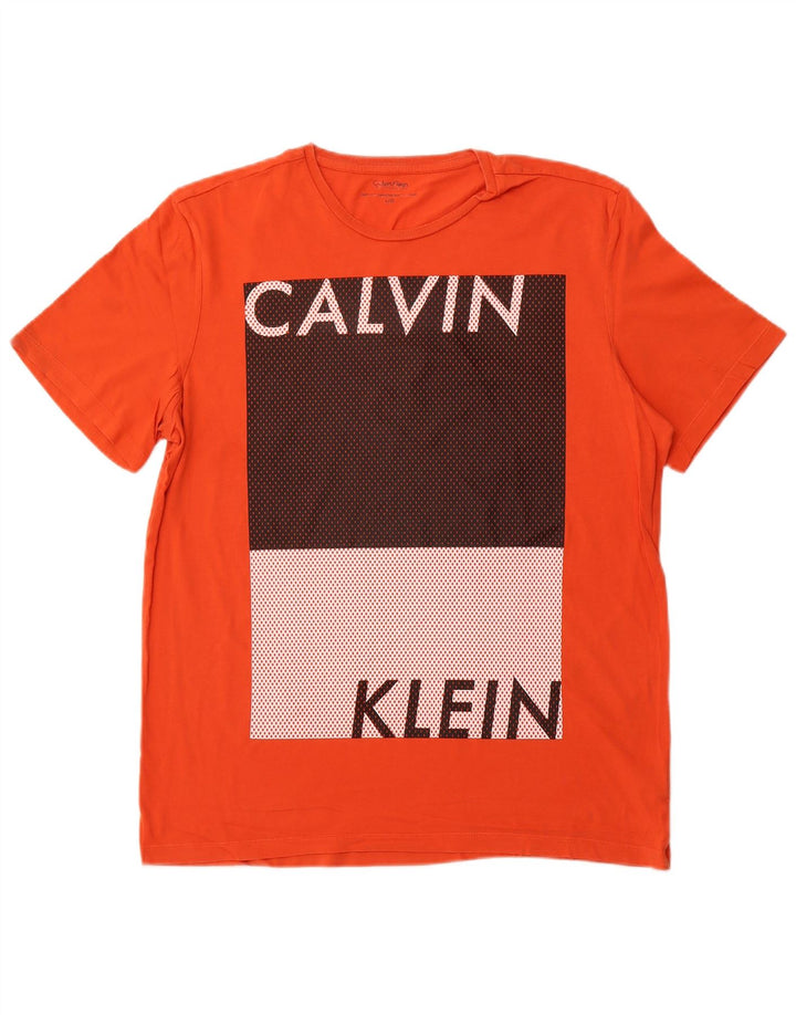 CALVIN KLEIN Herren Grafik T-Shirt Top Large Orange